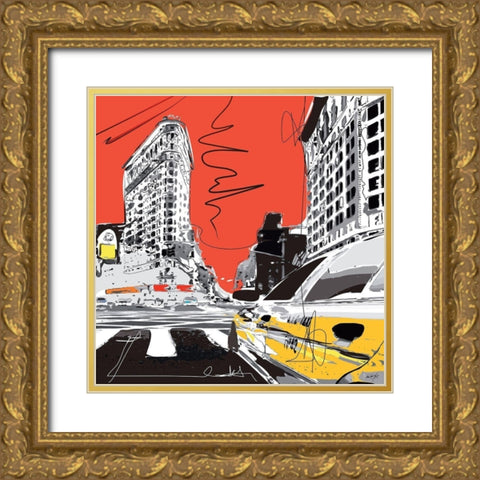 New york II Gold Ornate Wood Framed Art Print with Double Matting by Tandem