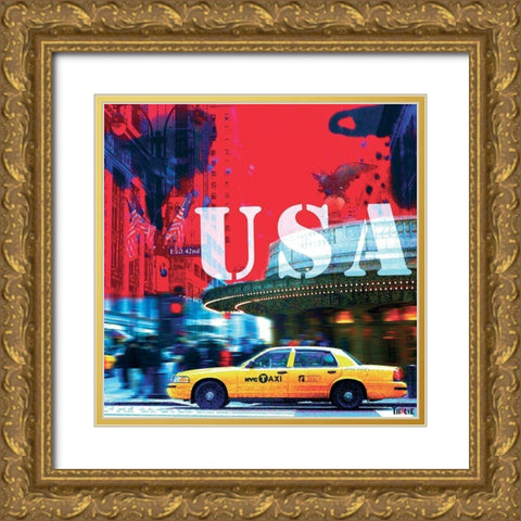 USA Gold Ornate Wood Framed Art Print with Double Matting by Thalie