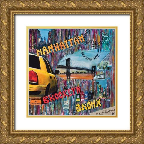 Manhattan Brooklyn  Gold Ornate Wood Framed Art Print with Double Matting by Wozniak, Sophie