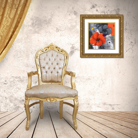Poppies Gold Ornate Wood Framed Art Print with Double Matting by Pfaadt Aurelie