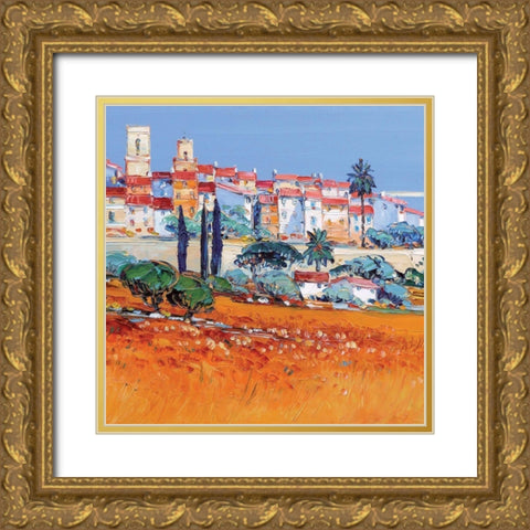 St. Paul de Vence Gold Ornate Wood Framed Art Print with Double Matting by Corbiere