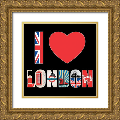 I love London Gold Ornate Wood Framed Art Print with Double Matting by BRAUN Studio