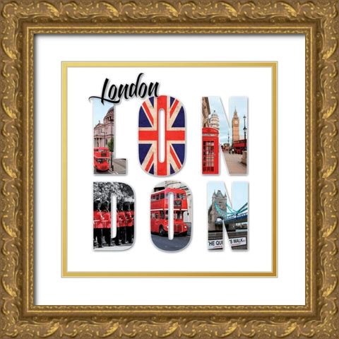 London Gold Ornate Wood Framed Art Print with Double Matting by BRAUN Studio