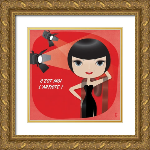 Nenette Star Gold Ornate Wood Framed Art Print with Double Matting by Nolf, Cecile