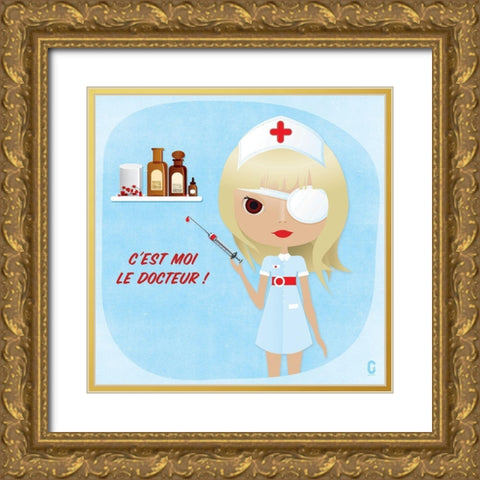 Nenette Docteur Gold Ornate Wood Framed Art Print with Double Matting by Nolf, Cecile