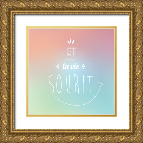 Et la vie sourit Gold Ornate Wood Framed Art Print with Double Matting by Braun Studio