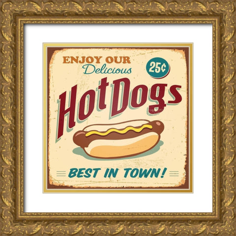 Hot Dogs Gold Ornate Wood Framed Art Print with Double Matting by Braun Studio