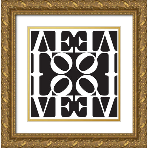 Love Typo Gold Ornate Wood Framed Art Print with Double Matting by Braun Studio