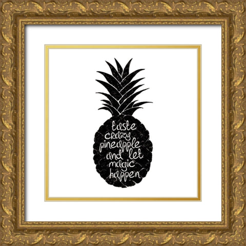Fruit Pineapple Gold Ornate Wood Framed Art Print with Double Matting by Braun Studio