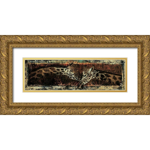 Les deux girafes Gold Ornate Wood Framed Art Print with Double Matting by Arietti, Fabienne
