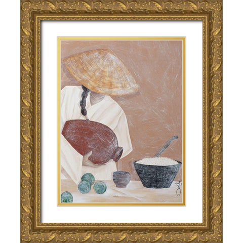 Le riz Gold Ornate Wood Framed Art Print with Double Matting by Dothy