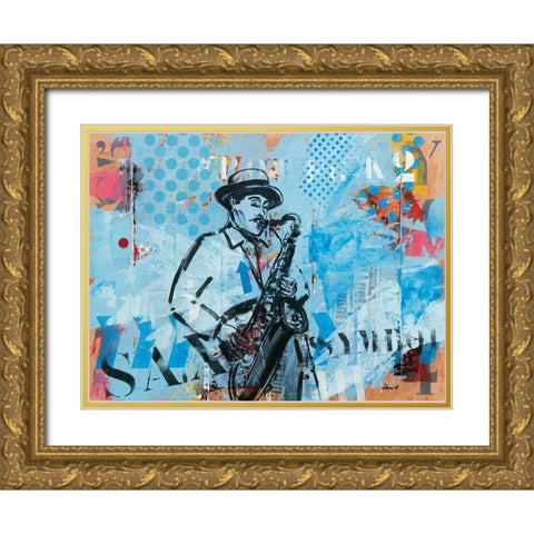 Jazz IV Gold Ornate Wood Framed Art Print with Double Matting by Vieux, Thierry