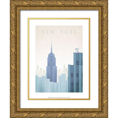 New-York Gold Ornate Wood Framed Art Print with Double Matting by BRAUN Studio