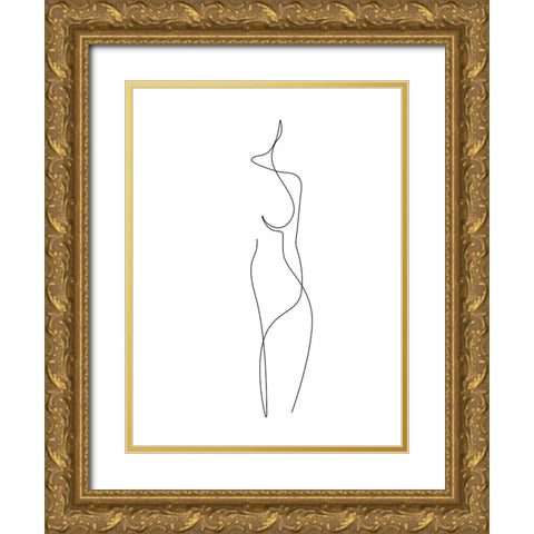 Silhouette Gold Ornate Wood Framed Art Print with Double Matting by BRAUN Studio