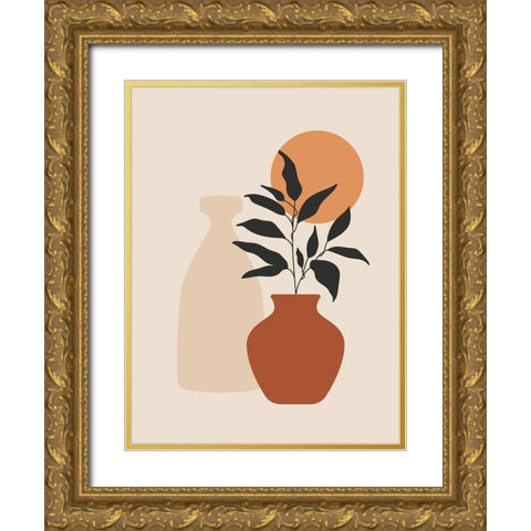 Vases 2 Gold Ornate Wood Framed Art Print with Double Matting by BRAUN Studio