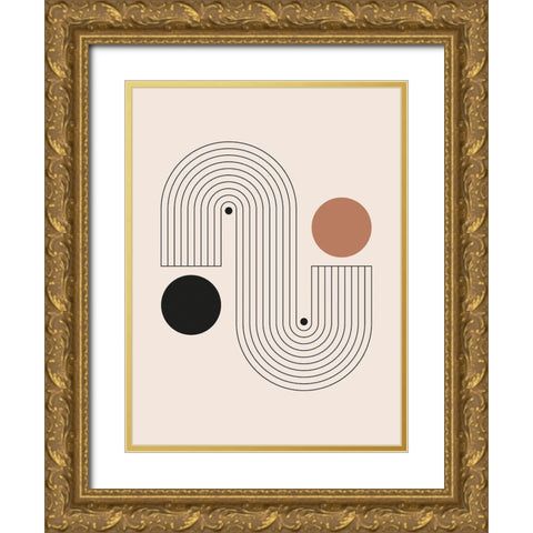 Arrondis 3 Gold Ornate Wood Framed Art Print with Double Matting by BRAUN Studio
