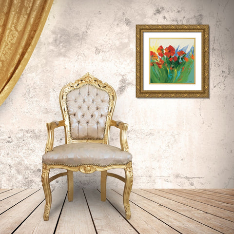 Coquelicots Gold Ornate Wood Framed Art Print with Double Matting by Vadon, Veronique