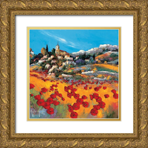 Le village Gold Ornate Wood Framed Art Print with Double Matting by Keiflin, Roger