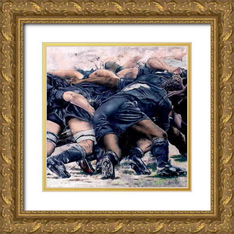 Melee All Black (detail) Gold Ornate Wood Framed Art Print with Double Matting by Ruse, Nadine