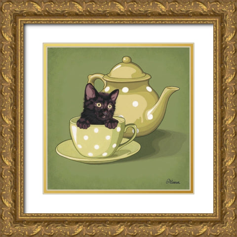 Tea time Gold Ornate Wood Framed Art Print with Double Matting by Cazenave, Maryline