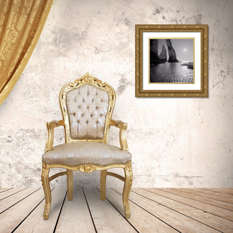 Etretat Gold Ornate Wood Framed Art Print with Double Matting by Laurenceau, Gerard