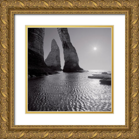 Etretat Gold Ornate Wood Framed Art Print with Double Matting by Laurenceau, Gerard