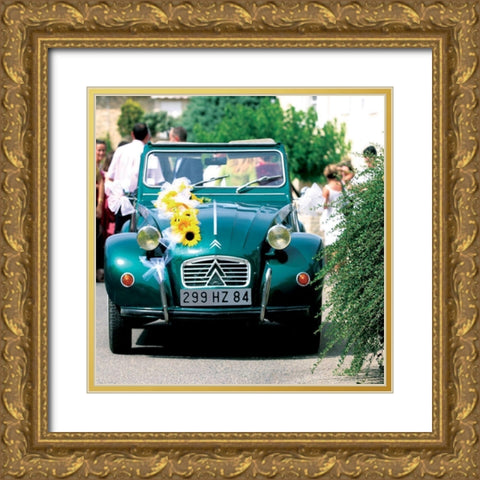 La 2 CV des Noces Gold Ornate Wood Framed Art Print with Double Matting by Lautier, Julien