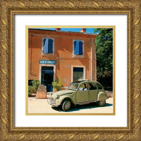 La 2 CV de Bonnieux Gold Ornate Wood Framed Art Print with Double Matting by Lautier, Julien