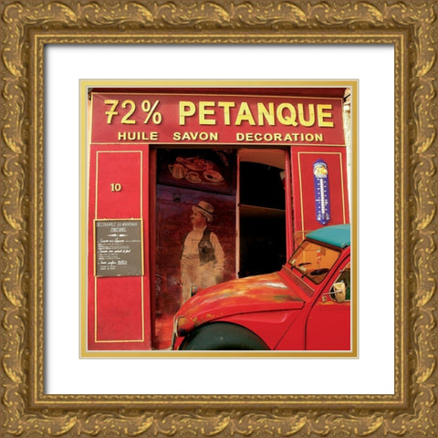 La 2 CV 72% petanque Gold Ornate Wood Framed Art Print with Double Matting by Lautier, Julien