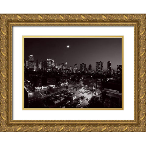 Parking dans Hells Kitchen (detail) Gold Ornate Wood Framed Art Print with Double Matting by Setboun, Michel