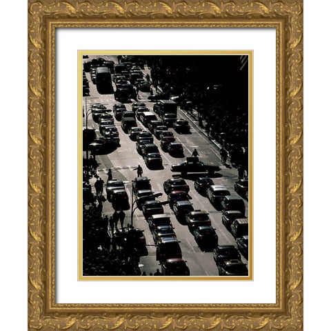 5eme Avenue, Manhattan (detail) Gold Ornate Wood Framed Art Print with Double Matting by Setboun, Michel