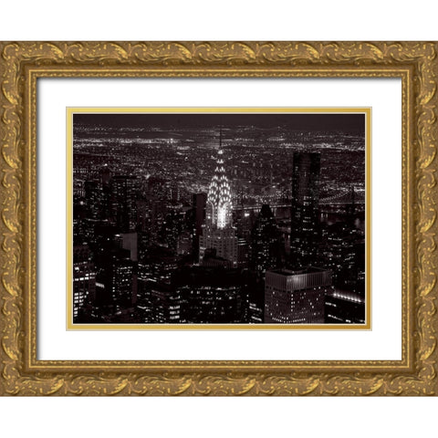 Le Chrysler Bldg et lEast River Gold Ornate Wood Framed Art Print with Double Matting by Setboun, Michel