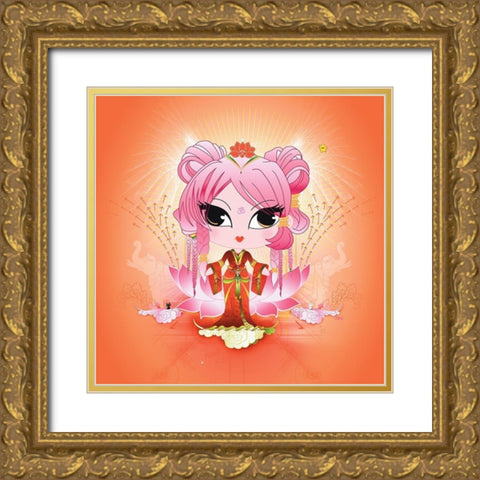 Padme Gold Ornate Wood Framed Art Print with Double Matting by DS, Kamala