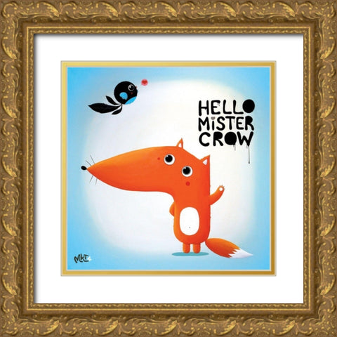 Hello mr Gold Ornate Wood Framed Art Print with Double Matting by MKT4