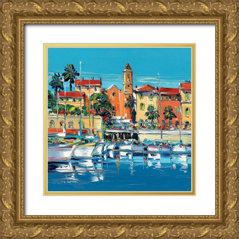 St Jean Cap Ferrat Gold Ornate Wood Framed Art Print with Double Matting by Corbiere