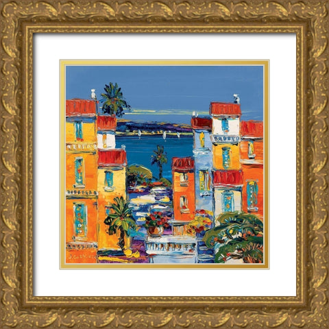 Villefranche sur mer Gold Ornate Wood Framed Art Print with Double Matting by Corbiere