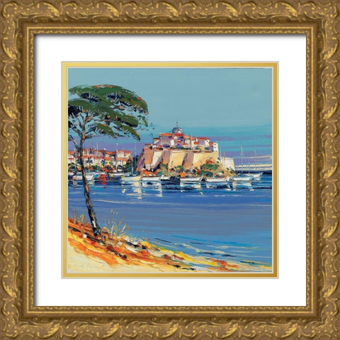 Vue de Calvi Gold Ornate Wood Framed Art Print with Double Matting by Corbiere