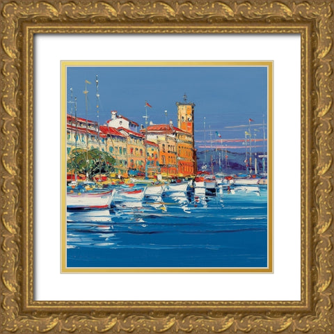 Port de la Ciotat Gold Ornate Wood Framed Art Print with Double Matting by Corbiere