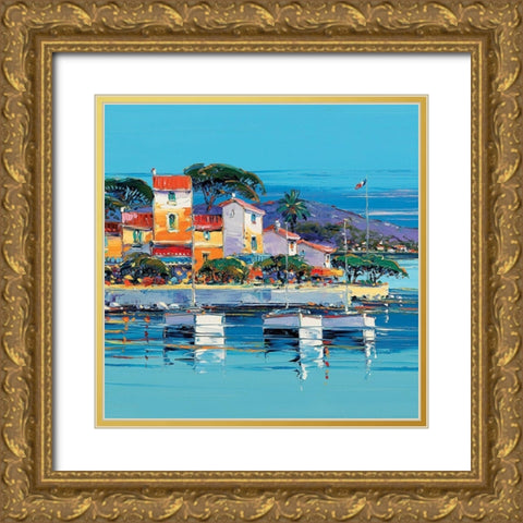 Le petit port Gold Ornate Wood Framed Art Print with Double Matting by Corbiere