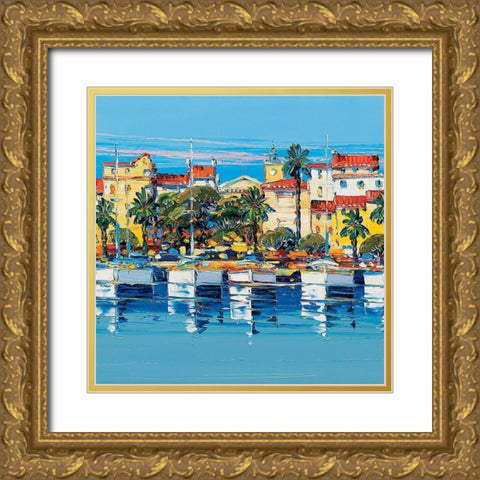 Port de Bandol Gold Ornate Wood Framed Art Print with Double Matting by Corbiere