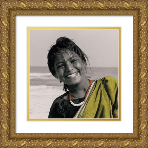 Mamalapuram Gold Ornate Wood Framed Art Print with Double Matting by Callu, Frederique