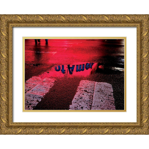 NY Reflets IV Gold Ornate Wood Framed Art Print with Double Matting by Setboun, Michel