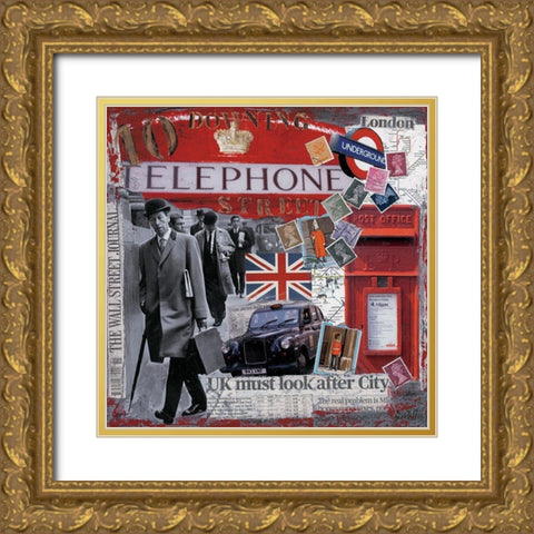 10 Downing street Gold Ornate Wood Framed Art Print with Double Matting by Sigrid, M.