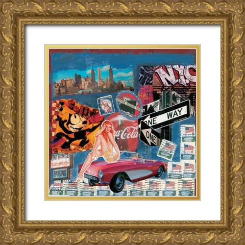 One way Gold Ornate Wood Framed Art Print with Double Matting by Sigrid, M.