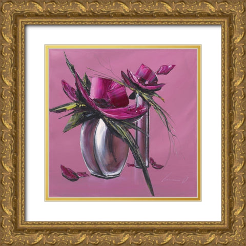 Bouquet rose I Gold Ornate Wood Framed Art Print with Double Matting by Tramoni, Oliver