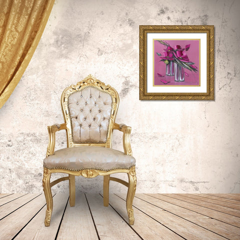 Bouquet rose II Gold Ornate Wood Framed Art Print with Double Matting by Tramoni, Oliver