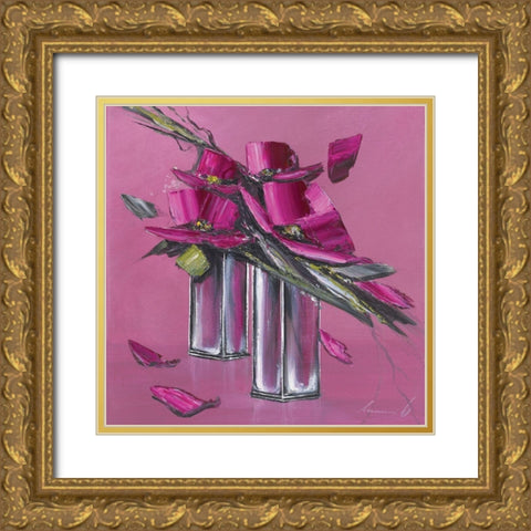Bouquet rose II Gold Ornate Wood Framed Art Print with Double Matting by Tramoni, Oliver