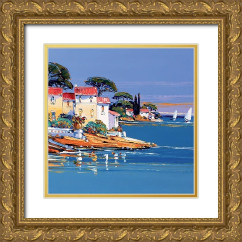 La cote Varoise Gold Ornate Wood Framed Art Print with Double Matting by Corbiere
