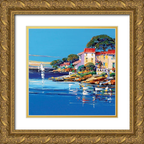 La co^te dazur II Gold Ornate Wood Framed Art Print with Double Matting by Corbiere