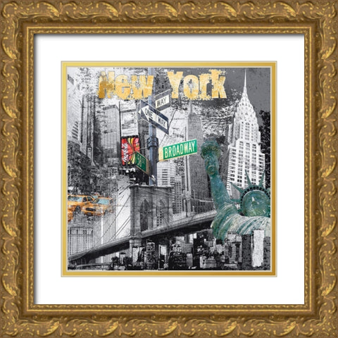 New York Ways Gold Ornate Wood Framed Art Print with Double Matting by BRAUN Studio